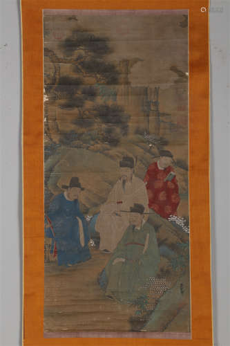A Figure Painting on Silk by Zhao Mengfu.