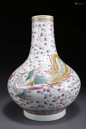 A Rose Porcelain Chufa Shaped Bottle.