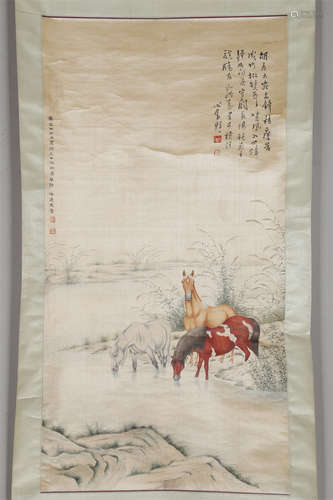 A Steed Painting on Silk by Ma Jin.