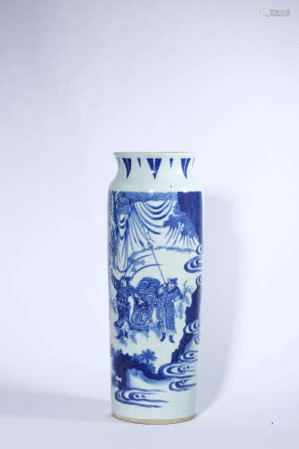 Blue and White Figure Sleeve Vase