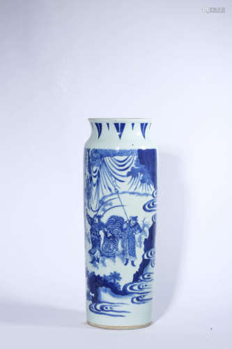 Blue and White Figure Sleeve Vase