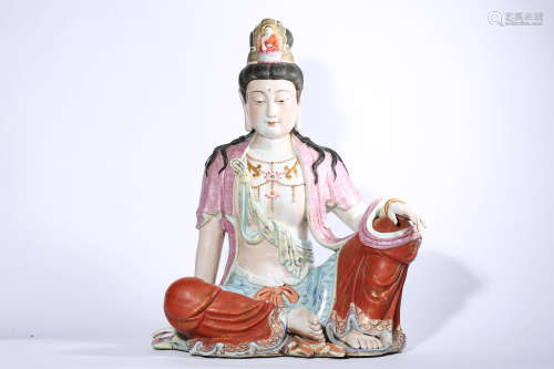 Famille Rose Figure of Guanyin, Qianlong Mark