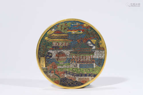 Bronze Cloisonne Enamel Mirror, Qianlong Mark