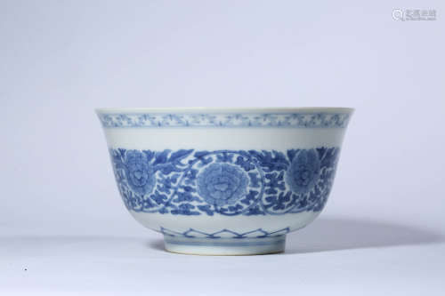 Blue and White Flower Bowl, Daoguang Mark