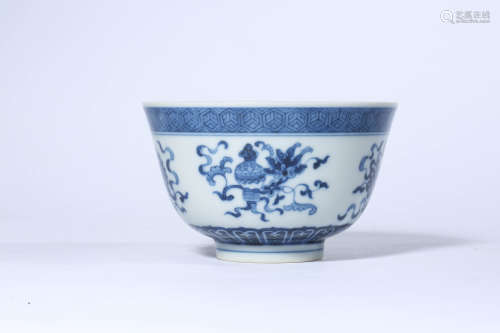 Blue and White Eight Treasures Bowl, Kangxi Mark