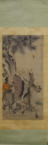 Chinese Immortal Painting Hanging Scroll, Shen Zongqian Mark