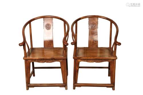 A Pair of Huanghuali Armchairs