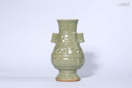 Longquan Kiln Incised Double-eared Vase