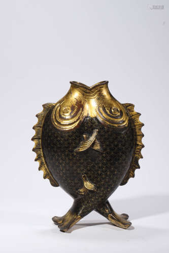 Gilt Bronze Cloisonne Enamel Double Fish Ornament, Qianlong ...