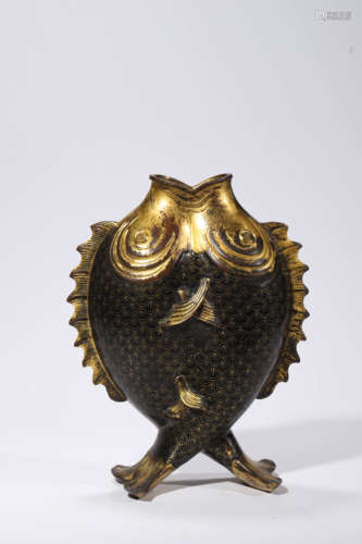 Gilt Bronze Cloisonne Enamel Double Fish Ornament, Qianlong ...