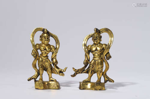 A Pair of Gilt Bronze Malla