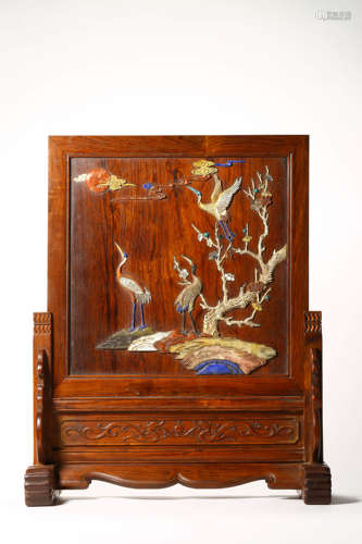 Huali Treasures Inlaid Crane Table Screen