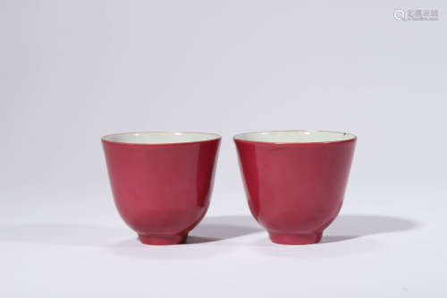 A Pair of Rouge Red Cups, Guangxu Mark