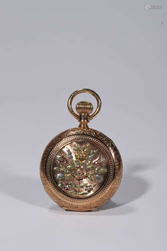 Gilt Bronze Flower Pocket Watch