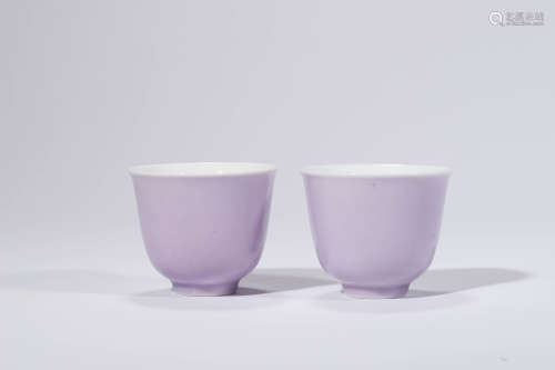 A Pair of Pink Glaze Small Cups