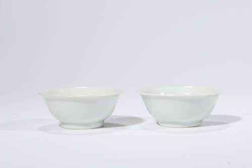 A Pair of White Glaze Orchid Cups?Ruoshenzhencang Mark