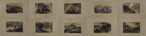 Chinese Landscape and Figure Ten Panels Painting, Fu Baoshi ...