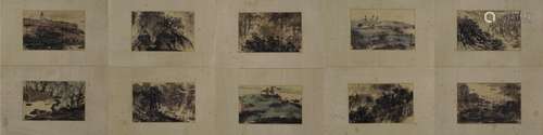 Chinese Landscape and Figure Ten Panels Painting, Fu Baoshi ...