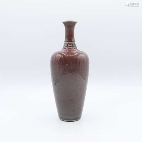 清代　豇豆紅菊瓣瓶