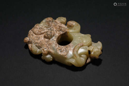 Han dynasty Hetian jade beast design jade pendant