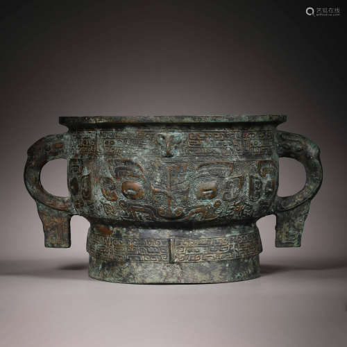 Bronze Beast-patterned Binaural Zun