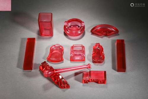 A set of colored glass glaze stationery