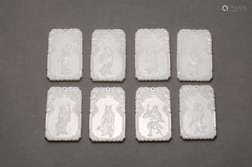Eight Immortal Jade Plates of Hetian Jade