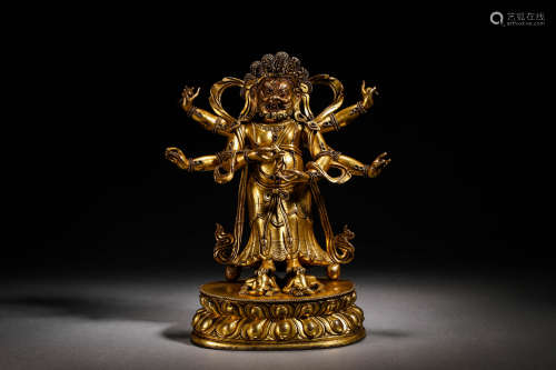 Gilt bronze six-walled Great Black Sky Buddha