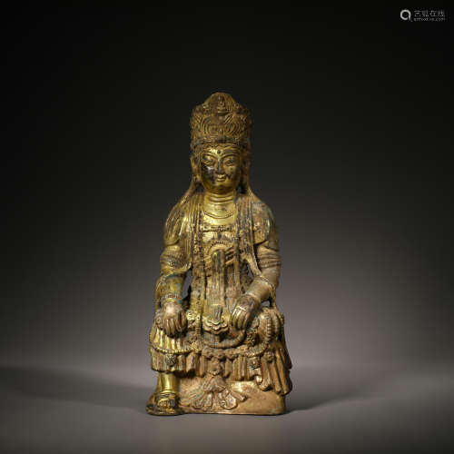 Gilt bronze statue of Guanyin Buddha
