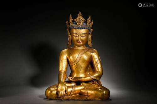 Gilt bronze statue of Sakyamuni Buddha