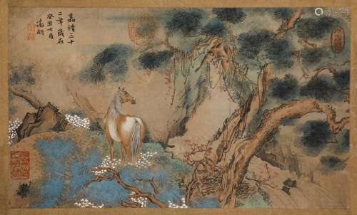 Chinese ink painting, landscape. Horse