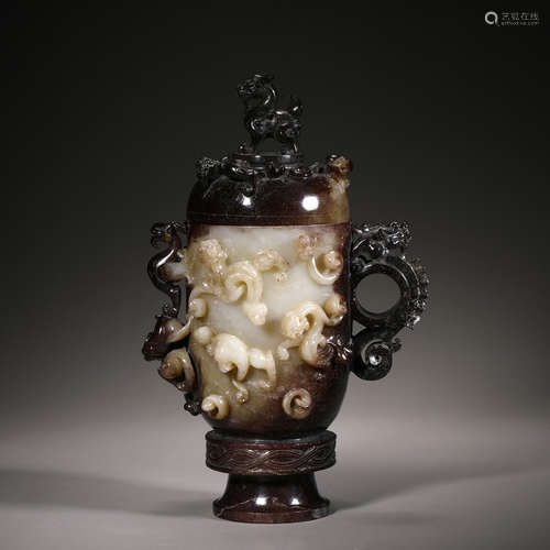 Hetian jade beast pattern cup