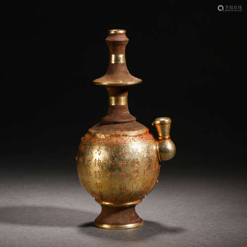 Silver-covered gilt cypress wood relic bottle