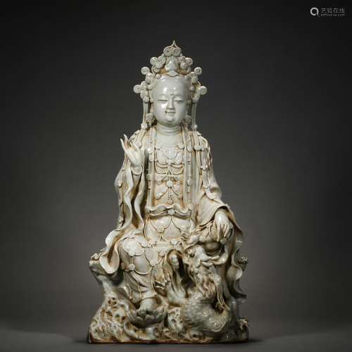 Celadon Guanyin Seated Statue