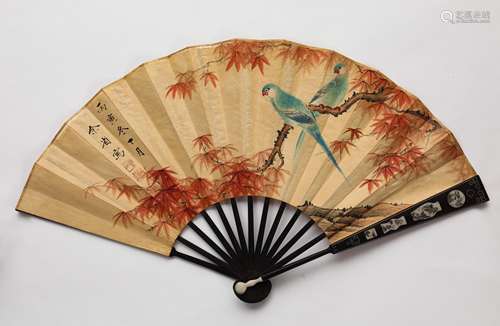 Folding fan flowers and birds