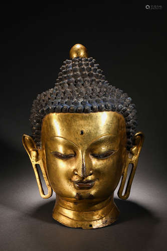 Gilt bronze Buddha head