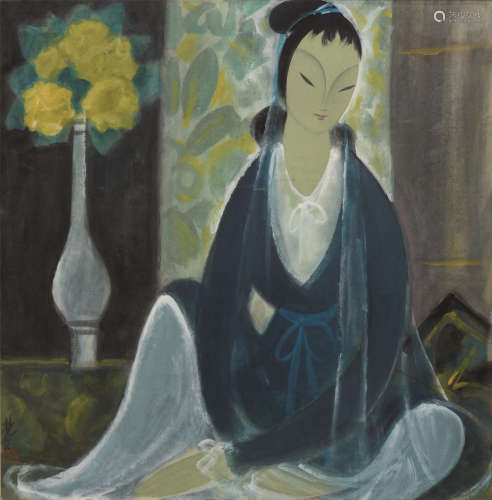 林风眠（1900～1991） 1960年代作 仕女图 镜框 纸本设色