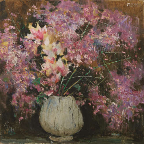 苏天赐（1922～2006） 1993年作 紫薇 布面油画