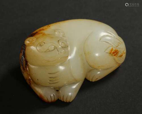 A Chinese Carved Jade Beast Ming Dyn.