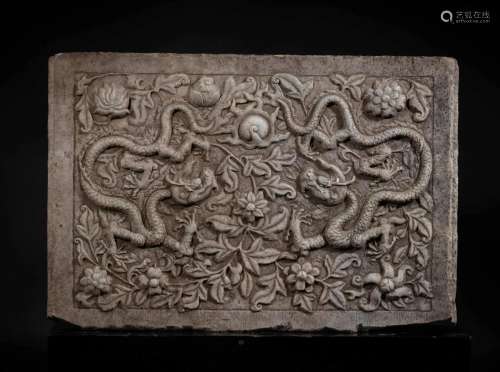 A Chinese Carved Stone Fragment Ming Dyn.