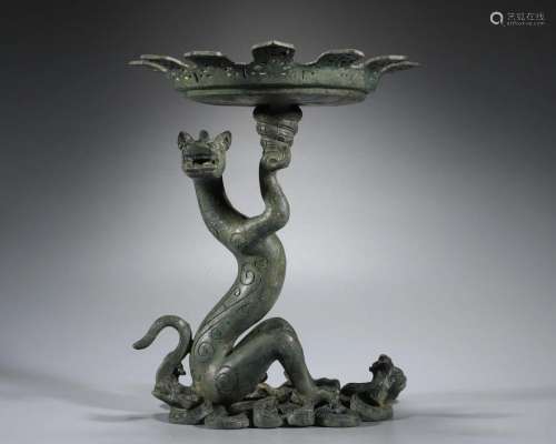A Chinese Bronze Lamp Shang Dyn.