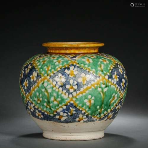 A Chinese Sancai Glazed Jar Tang Dyn.