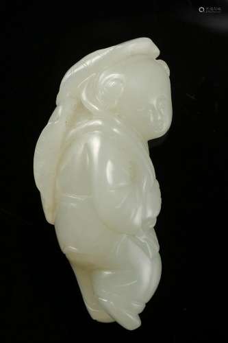 A Chinese Carved White Jade Kid Song Dyn.