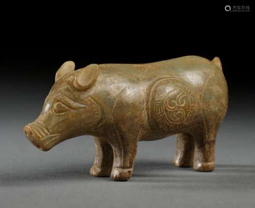 A Chinese Carved Jade Pig Shang Dyn.