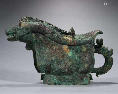 A Chinese Bronze Wine Vessel Gong Shang Dyn.