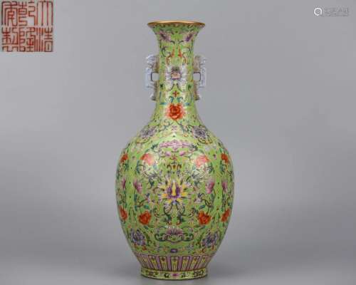 A Chinese Famille Rose Vase Qianlong Period