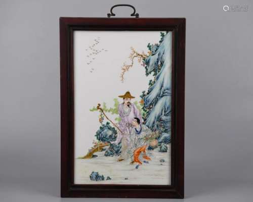 A Chinese Famille Rose Porcelain Panel Qing Dyn.