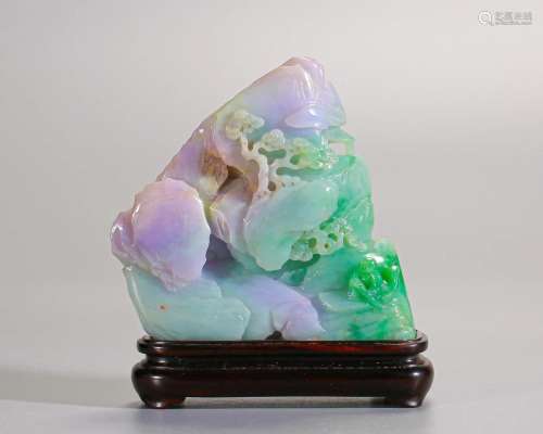 A Chinese Carved Jadeite Boulder Qing Dyn.