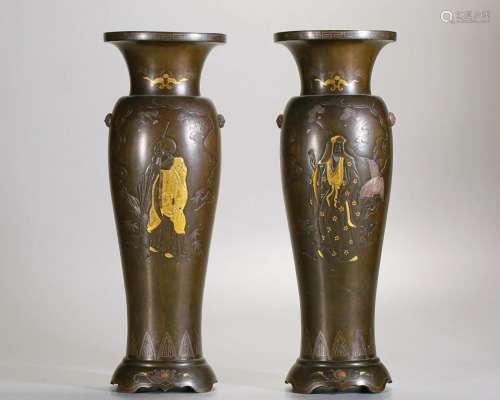 Pair Chinese Gold Splashed Vases