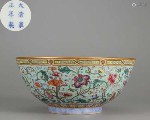 A Chinese Famille Rose and Gilt Bowl Qing Dyn.